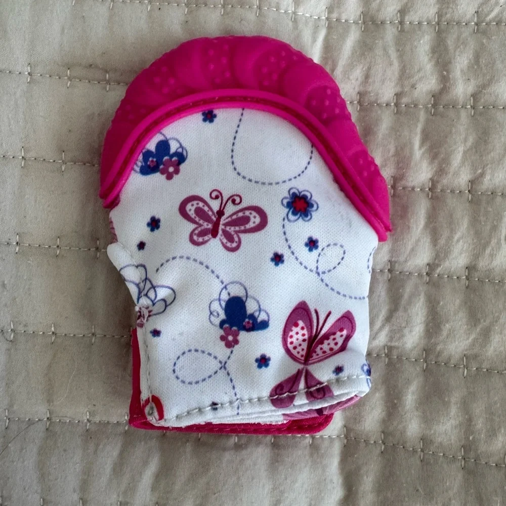 Nuby pink teething mitt
